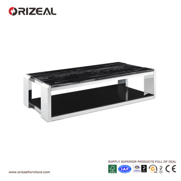 Orizeal Marble Texture Grande Mesa De Café Quadrada De Vidro (OZ-OTB015)